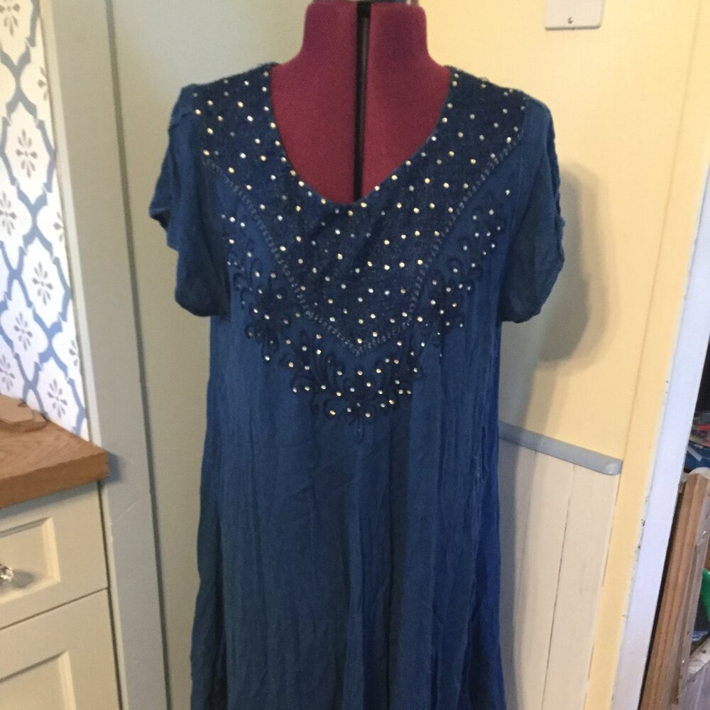 Lot of 2 DCI fashions one size dresses 100% Rayon made in India both have bling